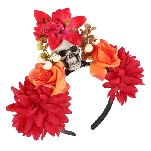 BELLIFFY Halloween Stirnband Tag Der Toten Blumen Haarband Halloween Kopfschmuck Blumenkrone Stirnband Stirnband Halloween Cosplay Kostüm Tag Der Toten Stirnband Polyester von BELLIFFY