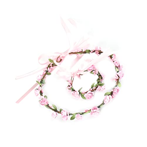 BELLIFFY Party-Haarreifen Mädchen Armbänder Blumenkopf Kranz mädchen stirnbänder artificial sztuczne kwiaty uhrenarmbänder Performance-Haarreifen Kopfschmuck für die Party Rosa von BELLIFFY