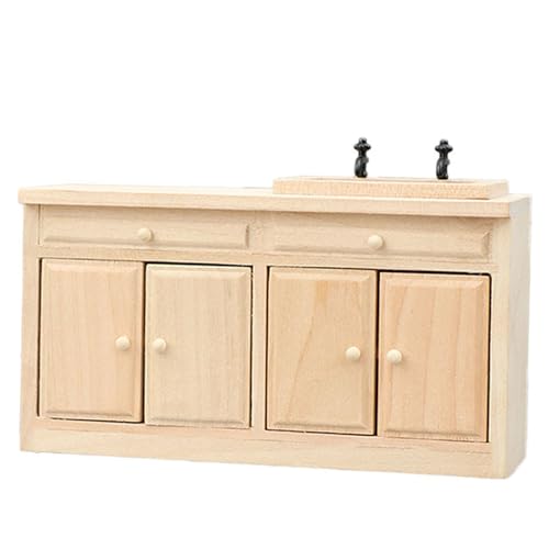 BELOWSYALER 1/12 Puppenhäuser Küchenschrank mit zu öffnender Tür/Schublade, unlackiertes Holz, Miniatur-Möbel für realistische Szenen-Displa BELOWSYALER 1/12 Puppenhäuser Küchenschrank mit zu öffnender Tür/Schublade, unlackiertes Holz, Miniatur-Möbel für realistische Szenen-Displa von BELOWSYALER