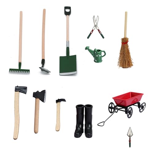 BELOWSYALER 12-teiliges Miniatur-Gartenwerkzeug-Set für Puppenhäuser, Dekoration, Bastelprojekte mit realistischen Details BELOWSYALER 12-teiliges Miniatur-Gartenwerkzeug-Set für Puppenhäuser, Dekoration, Bastelprojekte mit realistischen Details von BELOWSYALER