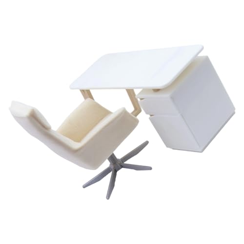 BELOWSYALER 2-teiliges Miniatur-Bürotisch- und Stuhl-Set im Maßstab 1/12, für Puppenhäuser, Zubehör mit realistischem Design und Konstruktion BELOWSYALER 2-teiliges Miniatur-Bürotisch- und Stuhl-Set im Maßstab 1/12, für Puppenhäuser, Zubehör mit realistischem Design und Konstruktion von BELOWSYALER
