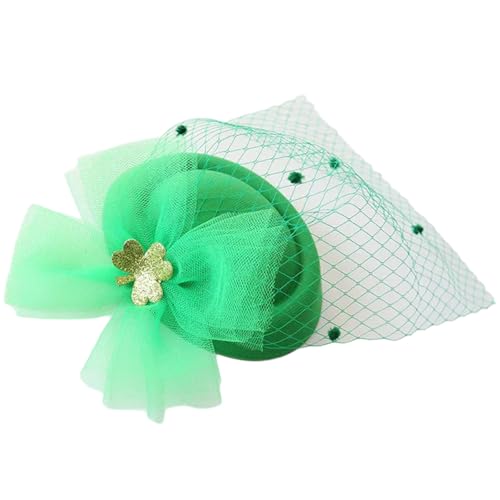 BELOWSYALER Grüner kleiner Netzhut mit Haarspange, Haar-Accessoires für StPatricks-Tag-Festlichkeiten und Kostüm-Verbesserungen, Party-Requisiten von BELOWSYALER