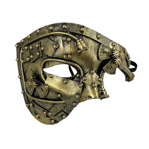 BELOWSYALER Maskerade Maske der Opern Halbgesichtsmaske Steampunk-Maske Halloween Cosplay Maske Geschenke Steampunk Metall Cyborgs Maske von BELOWSYALER