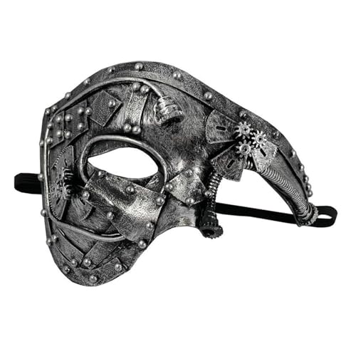 BELOWSYALER Maskerade Maske der Opern Halbgesichtsmaske Steampunk-Maske Halloween Cosplay Maske Geschenke Steampunk Metall Cyborgs Maske von BELOWSYALER