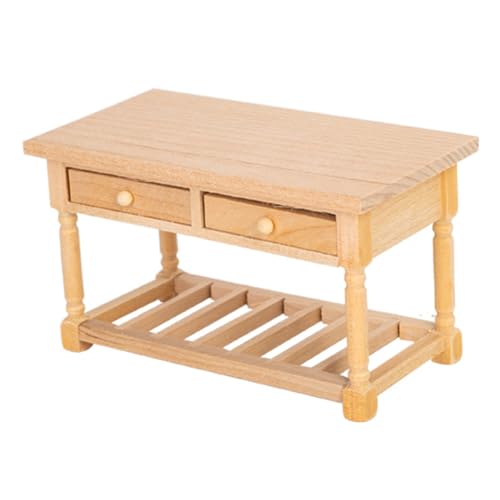 BELOWSYALER Miniatur-Esstisch aus Holz im Maßstab 1:12 mit Schublade für Puppenhäuser, Restaurant, Szene, Modell, Display-Zubehör BELOWSYALER Miniatur-Esstisch aus Holz im Maßstab 1:12 mit Schublade für Puppenhäuser, Restaurant, Szene, Modell, Display-Zubehör von BELOWSYALER