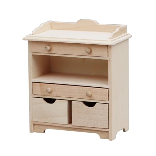 BELOWSYALER Miniatur-Puppenhäuser-Schrank aus Holz, unlackiert, europäisch, für Handwerk und Modellausstellung BELOWSYALER Miniatur-Puppenhäuser-Schrank aus Holz, unlackiert, europäisch, für Handwerk und Modellausstellung von BELOWSYALER