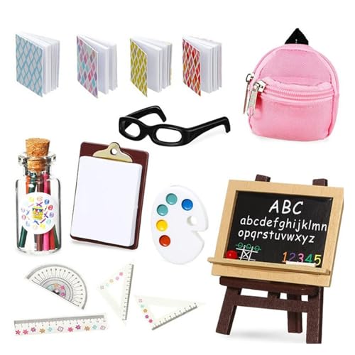 BELOWSYALER Miniatur-Puppenhäuser Schulbedarf-Set Puppenhäuser Schulszene Zubehör für Kinder Weihnachten und kreatives Display BELOWSYALER Miniatur-Puppenhäuser Schulbedarf-Set Puppenhäuser Schulszene Zubehör für Kinder Weihnachten und kreatives Display von BELOWSYALER