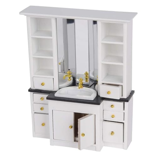 BELOWSYALER Puppenhäuser aus Holz, 1/12, Waschbeckenschrank, Miniatur-Möbel für realistische Spielzeug-Puppenhäuser, Szenen-Display, Dekoration BELOWSYALER Puppenhäuser aus Holz, 1/12, Waschbeckenschrank, Miniatur-Möbel für realistische Spielzeug-Puppenhäuser, Szenen-Display, Dekoration von BELOWSYALER