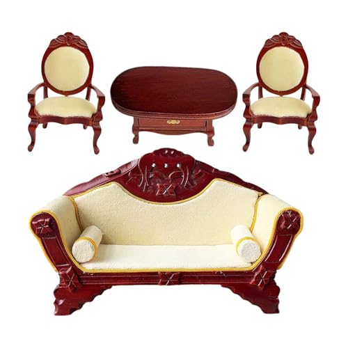 BELOWSYALER Puppenhäuser im Maßstab 1:12, Miniatur, Wohnzimmer, Holzsofa, Sessel, Couchtisch, Set für realistische Ausstellung BELOWSYALER Puppenhäuser im Maßstab 1:12, Miniatur, Wohnzimmer, Holzsofa, Sessel, Couchtisch, Set für realistische Ausstellung von BELOWSYALER