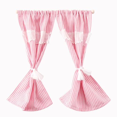 BELOWSYALER Stoff Miniatur Puppenhaus Fenster Vorhang mit Streifenmuster für 1/12 Modell Puppenhäuser Szene Dekoration Zubehör BELOWSYALER Stoff Miniatur Puppenhaus Fenster Vorhang mit Streifenmuster für 1/12 Modell Puppenhäuser Szene Dekoration Zubehör von BELOWSYALER