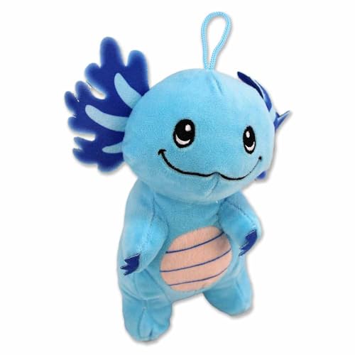 Axolotl Plüschtier – Ca. 18 cm Groß, Mit Schlaufe, Füllmaterial und Innenfutter Aus 100% Recycelten Plastikflaschen, Gestickte Augen (Blau) von BEMIRO