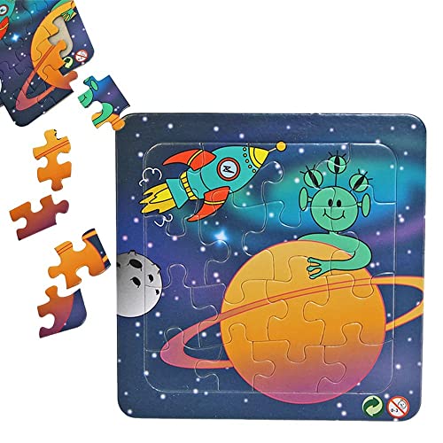 BEMIRO 6 Stück Puzzle Weltraum Mitgebsel Kindergeburtstag 16-teilig - ca. 14 cm von BEMIRO