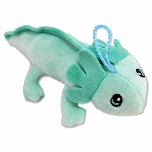 BEMIRO Axolotl Kuscheltier – Ca. 19 cm Lang, Liegend, Füllung Aus 100% Recycelten Plastikflaschen, Gestickte Augen, Mit Schlaufe (Grün) von BEMIRO