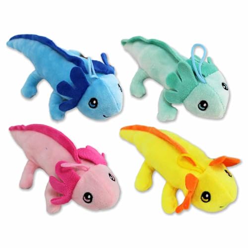 BEMIRO Axolotl Kuscheltier – Ca. 19 cm Lang, Liegend, Füllung Aus 100% Recycelten Plastikflaschen, Gestickte Augen, Mit Schlaufe (Set) von BEMIRO