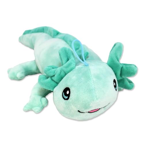 BEMIRO Axolotl Plüschtier 30 cm – Füllmaterial aus recycelten Plastikflaschen, flauschig weich, gesticktes Gesicht, mit Schlaufe (Grün) von BEMIRO