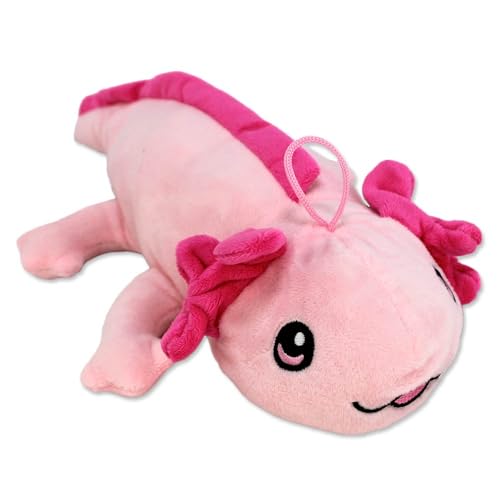 BEMIRO Axolotl Plüschtier 30 cm – Füllmaterial aus recycelten Plastikflaschen, flauschig weich, gesticktes Gesicht, mit Schlaufe (Rosa) von BEMIRO