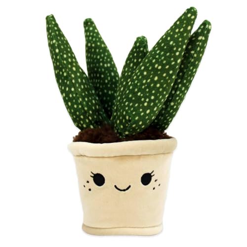 BEMIRO Deko Pflanze aus Plüsch – Mit Niedlichem Topf, Gesticktem Kawaii Gesicht, Kuschelig Weich, Ca. 19-27 cm Groß (Aloe Vera) von BEMIRO