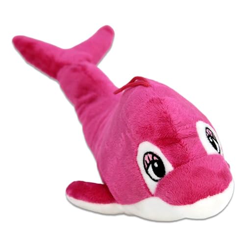 BEMIRO Delfin Kuscheltier – 32 cm lang, gestickte Augen, mit Schlaufe, kuschelig weich (Rosa) von BEMIRO