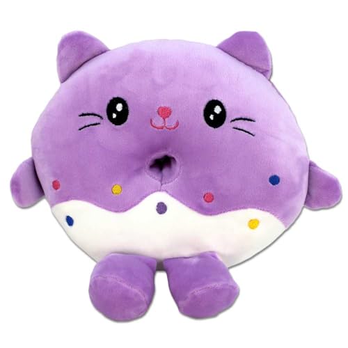 BEMIRO Donut Kuscheltier – Flauschig Weich, Mit Gesticktem Kawaii Gesicht, Ca. 18 cm Durchmesser (Lila) von BEMIRO