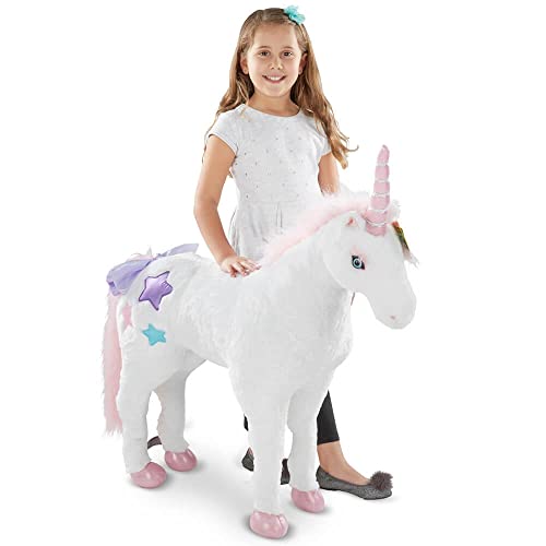 BEMIRO Einhorn Kuscheltier XXL stehend - ca. 82 cm, Premium Qualität, Fester Stand zum Draufsitzen Einhorn Geschenke für Mädchen, Einhorn Figur, Einhorn Plüschtier von BEMIRO