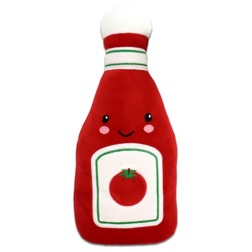 BEMIRO Essen Kuscheltier – Hochwertig Verarbeitet, Mit Gestickten Gesichtern, Kuschelig Weich, Ca. 23-33 cm (Ketchup Kuscheltier) von BEMIRO