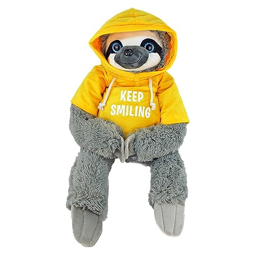 BEMIRO Faultier Kuscheltier mit Kapuze - gelb Keep Smiling - ca. 60 cm, Kuscheltier mit Pulli, Kletthände zum anhängen, Plüschtier mit Hoodie BEMIRO Faultier Kuscheltier mit Kapuze - gelb Keep Smiling - ca. 60 cm, Kuscheltier mit Pulli, Kletthände zum anhängen, Plüschtier mit Hoodie von BEMIRO