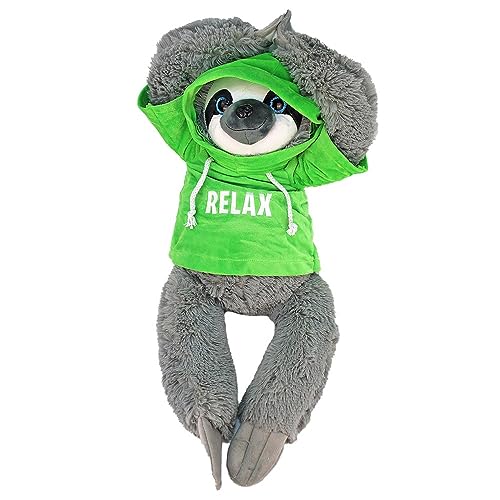 BEMIRO Faultier Kuscheltier mit Kapuze - grün Relax - ca. 60 cm, mit Pulli, Kletthände zum anhängen, Plüschtier mit Hoodie BEMIRO Faultier Kuscheltier mit Kapuze - grün Relax - ca. 60 cm, mit Pulli, Kletthände zum anhängen, Plüschtier mit Hoodie von BEMIRO