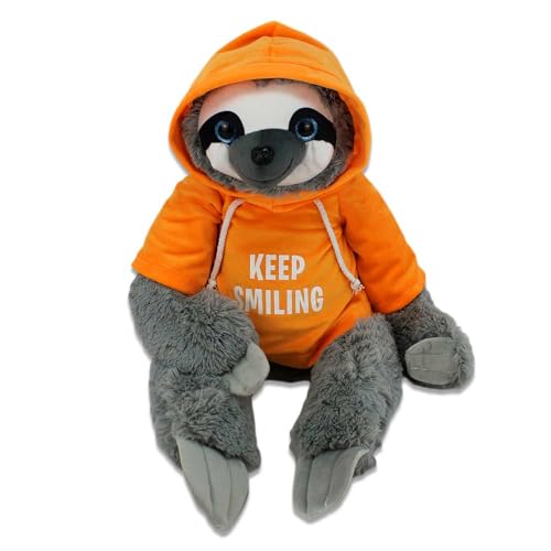 BEMIRO Faultier Kuscheltier mit orangenem Pulli Keep Smiling 70 cm von BEMIRO