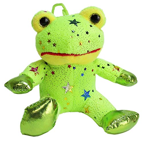 BEMIRO Frosch Plüschtier klein Fritz mit Glitzersternen - ca. 12 cm, Frosch Deko, Frosch Figur, Frosch Kuscheltier, Plüsch Frosch, Frosch Kuscheltier klein von BEMIRO