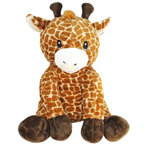 BEMIRO Giraffe Kuscheltier XXL – 70 cm, flauschig weich, gestickte Augen, mit Schlaufe zum Aufhängen von BEMIRO