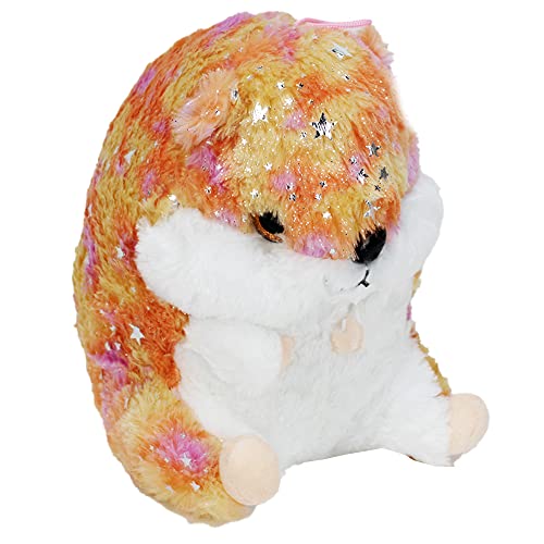 BEMIRO Hamster Plüschtier mit Sternchen - orange - 25 cm, Hamster Kuscheltier, flauschig weich, Kuscheltier Hamster, Meerschweinchen Kuscheltier, Plüschtier Hamster von BEMIRO