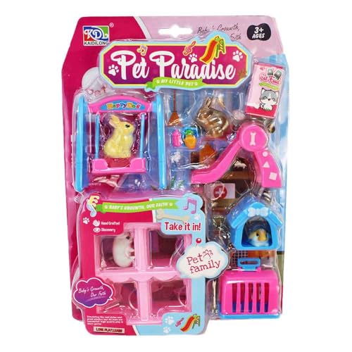 BEMIRO Haustier Spielset, 13-teiliges Set mit Tierfiguren und Zubehör, Rollenspiel ab 3 Jahre, Kunststoff BEMIRO Haustier Spielset, 13-teiliges Set mit Tierfiguren und Zubehör, Rollenspiel ab 3 Jahre, Kunststoff von BEMIRO