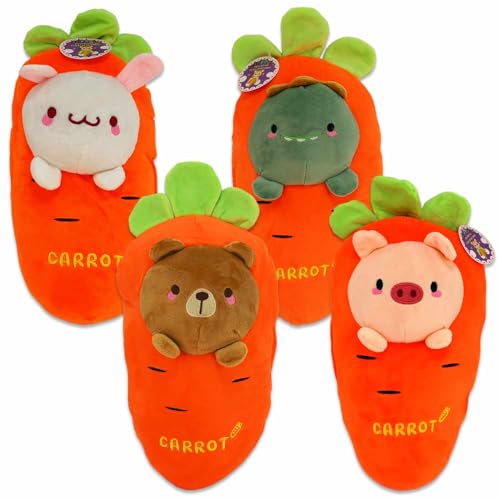 BEMIRO Karotte Plüsch 35 cm – Kuschelig weich, mit gesticktem Kawaii Gesicht und Carrot-Schriftzug auf dem Bauch (Set) von BEMIRO