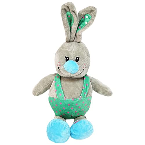 BEMIRO Kleiner Hase Kuscheltier mit türkiser Kleidung und Nase - ca. 30 cm, Osterhase Kuscheltier, Plüsch Hase, Kuscheltier Hase, Stofftier Hase, Plüschtier Hase von BEMIRO