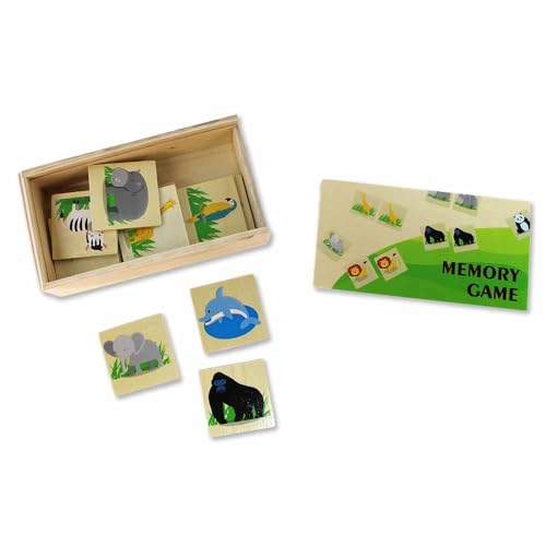 BEMIRO Paare-Bilden-Spiel aus Holz – Memo-Spiel ab 2 Jahren, 20-teiliges Set (10 Paare), niedliche Tiermotive, FSC-Zertifiziert von BEMIRO