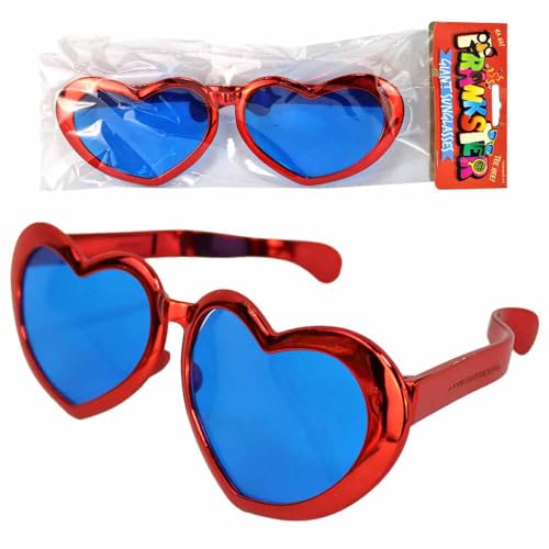 BEMIRO Partybrille groß – 28 cm – Witzige Spaßbrille mit blauen Kunststoff-Gläsern – Perfekt für Fasching & Karneval (Rot) von BEMIRO