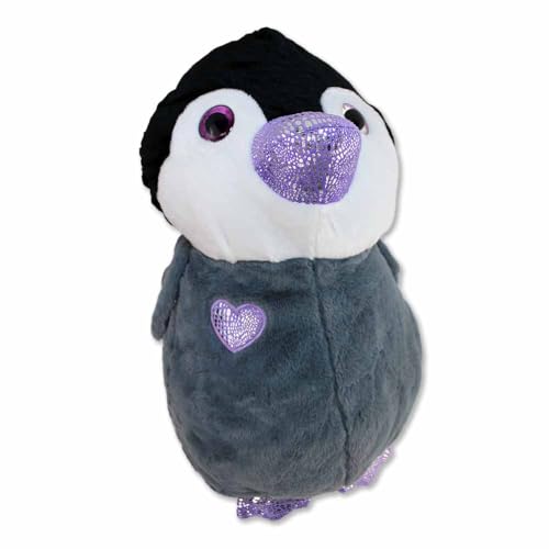 BEMIRO Pinguin Kuscheltier 50 cm – Kuschelig weich, mit glitzernden Elementen, Schlaufe zum Anhängen, glitzernde Kunststoffaugen (Lila) von BEMIRO