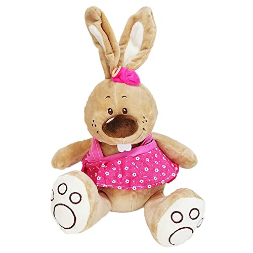 BEMIRO Plüschtier Hase Ostern mit rosa Kleid - ca. 33 cm, Osterhase Kuscheltier, Plüsch Hase, Kuscheltier Hase, Stofftier Hase, Plüschtier Hase, Kleiner Hase von BEMIRO