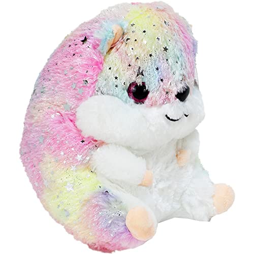 BEMIRO Regenbogen Hamster Kuscheltier mit Sternchen - ca. 25 cm, Hamster Kuscheltier, flauschig weich, Kuscheltier Hamster, Meerschweinchen Kuscheltier, Plüschtier Hamster von BEMIRO