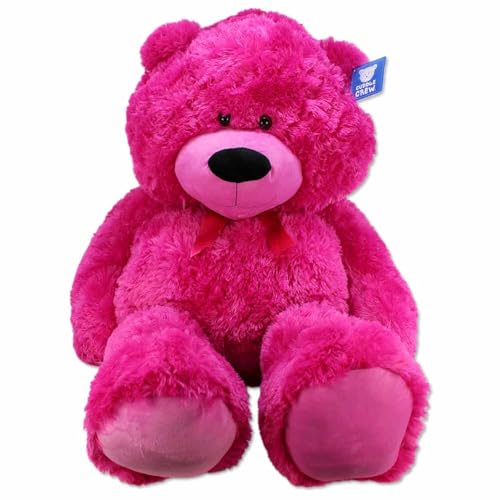 BEMIRO Riesen Teddy XXL – 130 cm, in Neonfarben, mit Schlaufe, Schwarze Kunststoffaugen, kuschelig weich (Pink) von BEMIRO