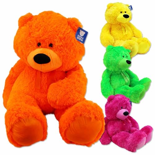 BEMIRO Riesen Teddy XXL – 130 cm, in Neonfarben, mit Schlaufe, Schwarze Kunststoffaugen, kuschelig weich (Set) von BEMIRO