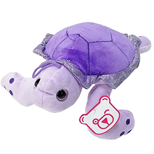 BEMIRO Schildkröte Kuscheltier Gisela Glitzer lila - ca. 25 cm, Kuscheltier Schildkröte, Meeresschildkröte, Stoffschildkröte, Schildkröte Plüschtier, Stofftier Schildkröte von BEMIRO