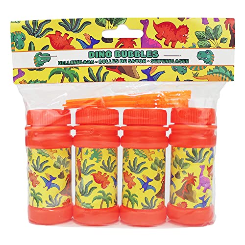 BEMIRO Seifenblasen Dinosaurier 4er Set - 60 ml pro Flasche, Kinder Seifenblasen, Hochzeit, Kinder Mitgebsel von BEMIRO