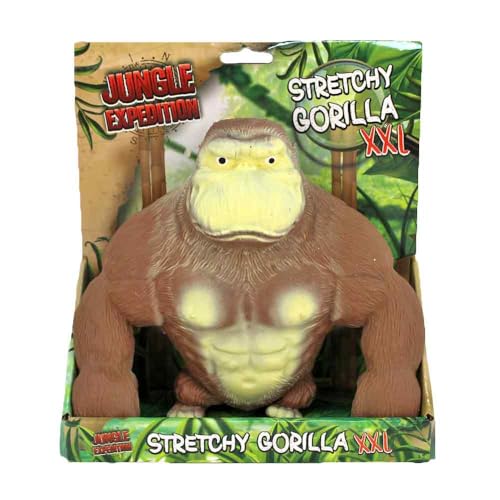 BEMIRO Stretch Figuren für Kinder – 22 cm, aus Gummi, extrem dehnbar & elastisch, Verschiedene Tiermotive wählbar (Gorilla) von BEMIRO