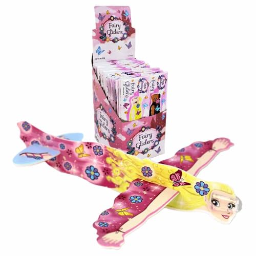 BEMIRO Styroporflugzeug Kinder Set – 19 cm – 48 Stück im Display – Verschiedene Fee-Motive – Einfach zusammenstecken von BEMIRO