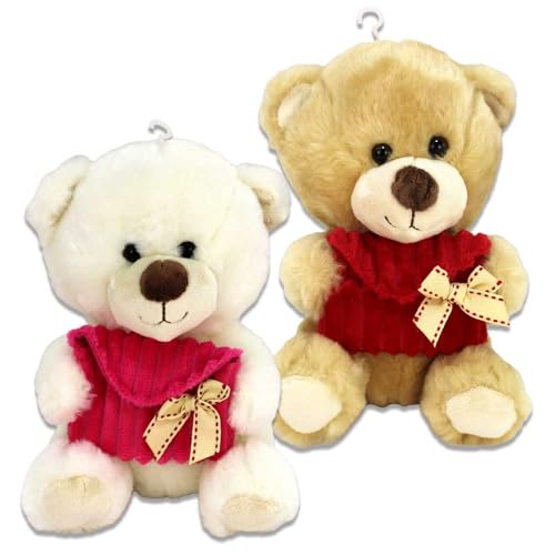 BEMIRO Teddy mit Briefumschlag – 20 cm, mit Schleife, Kunststoffaugen, Geschenkidee für Valentinstag, Fach für persönlichen Brief (Set) von BEMIRO