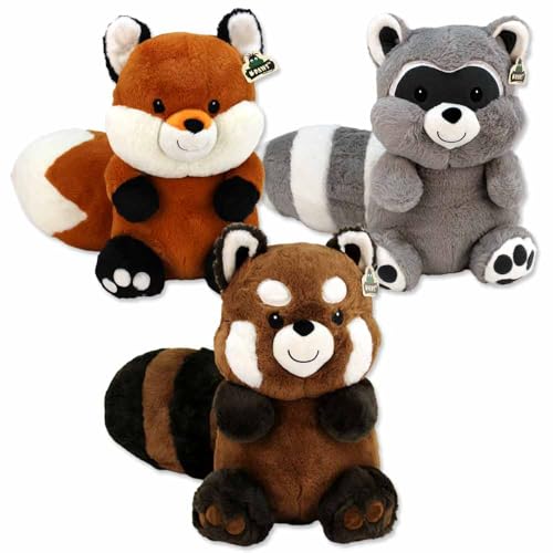 BEMIRO Waldtier Kuscheltier 41 cm – Wählbar als Fuchs, Waschbär oder Roter Panda, kuschelig weich (Set) von BEMIRO