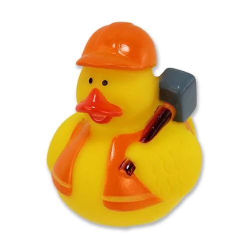 Badeente Bauarbeiter – Ca. 5 cm Groß, 4 Niedliche Motive Wählbar, Liebevoll Gestaltet, Für Badeenten-Fans (Hammer) von BEMIRO