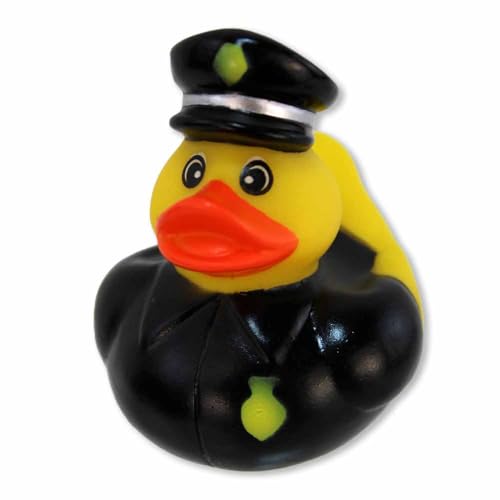 Badeente – Ca. 5 cm Groß, Aus Vinyl, Niedliche Gestaltung, 3 Berufe Wählbar: Arzt, Polizist & Feuerwehr (Polizei) von BEMIRO