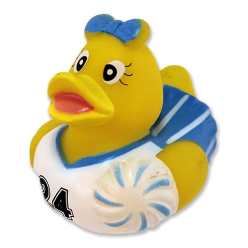 Badeente Cheerleader – Ca. 5 cm Groß, Cheerleader Kostüm, 24" auf dem Trikot (Blau) von BEMIRO